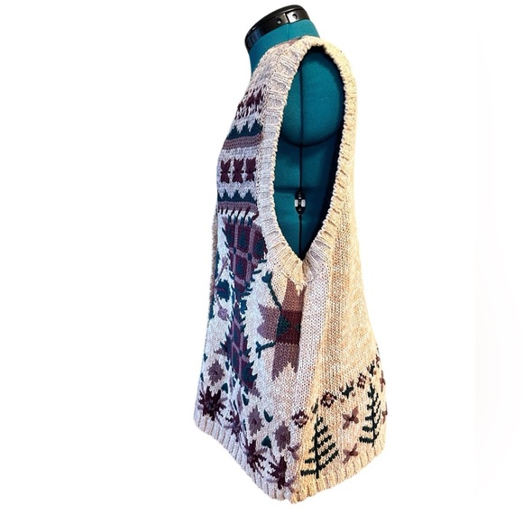 VTG St. John’s Bay Fisherman Knit Vest Fair Isle Green Wood Button 1X - Picture 3 of 7